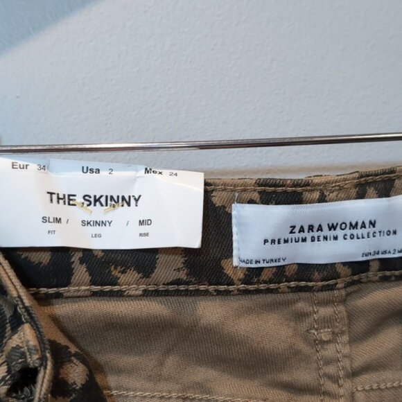 ZARA Woman The Skinny Jeans Leopard Print Velvet Tuxedo Stripe Premium Denim - Picture 9 of 13